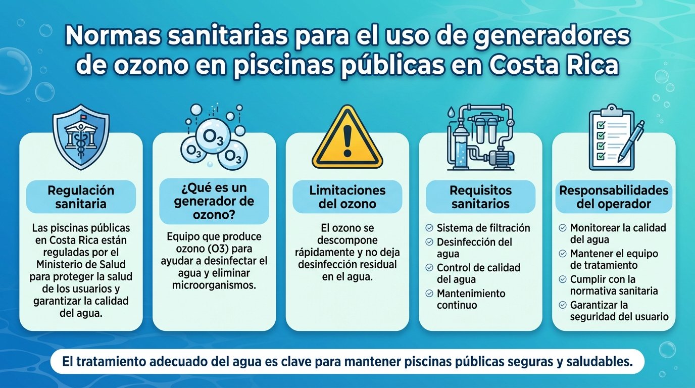 Normas de salud para el uso de generadores de ozono en piscinas públicas en Costa Rica